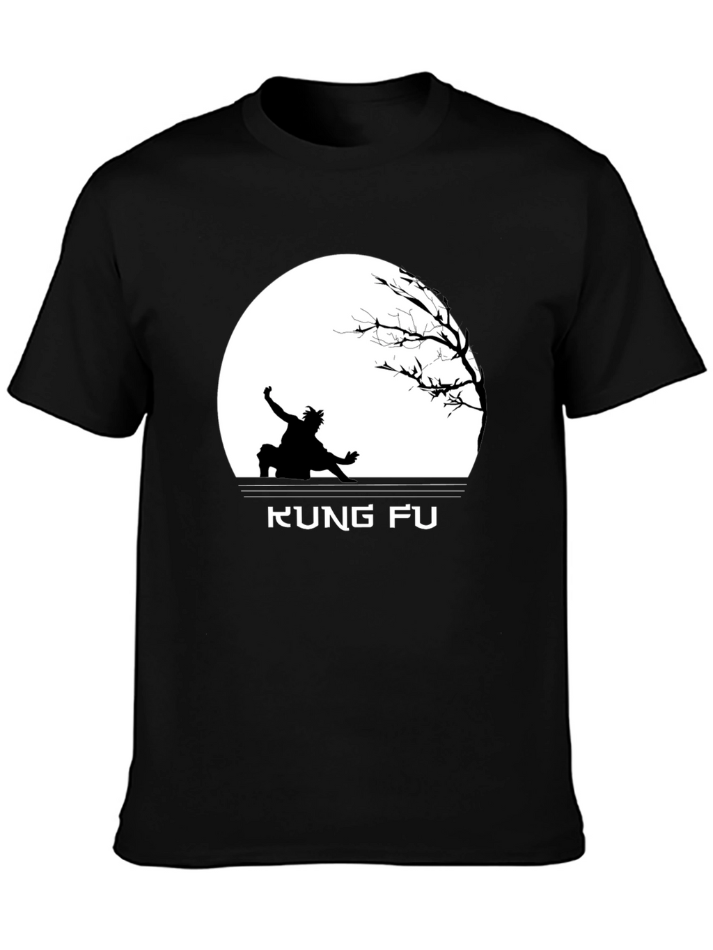 Kung Fu Black T-Shirt with Silhouette Design