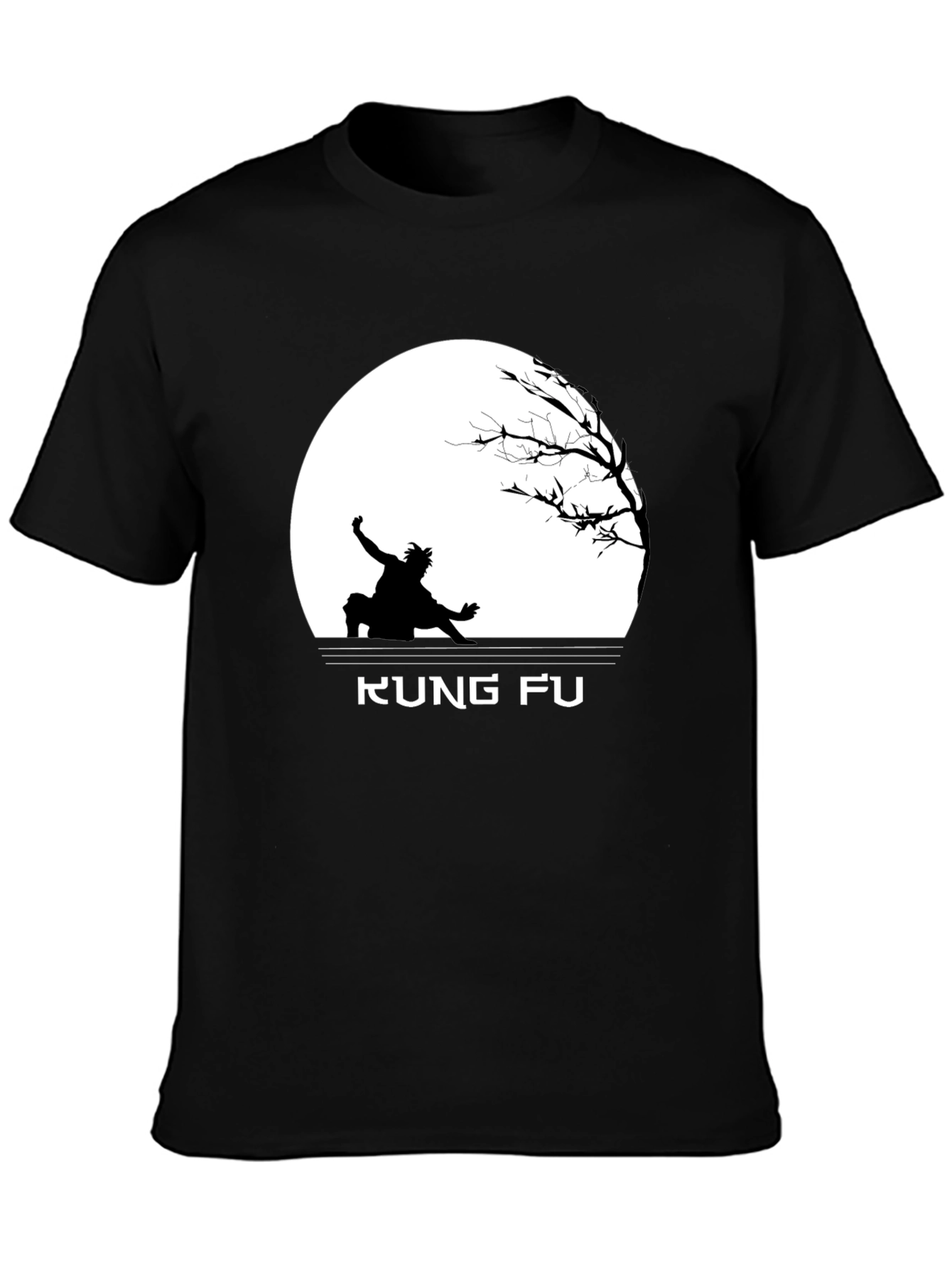 Kung Fu Black T-Shirt with Silhouette Design