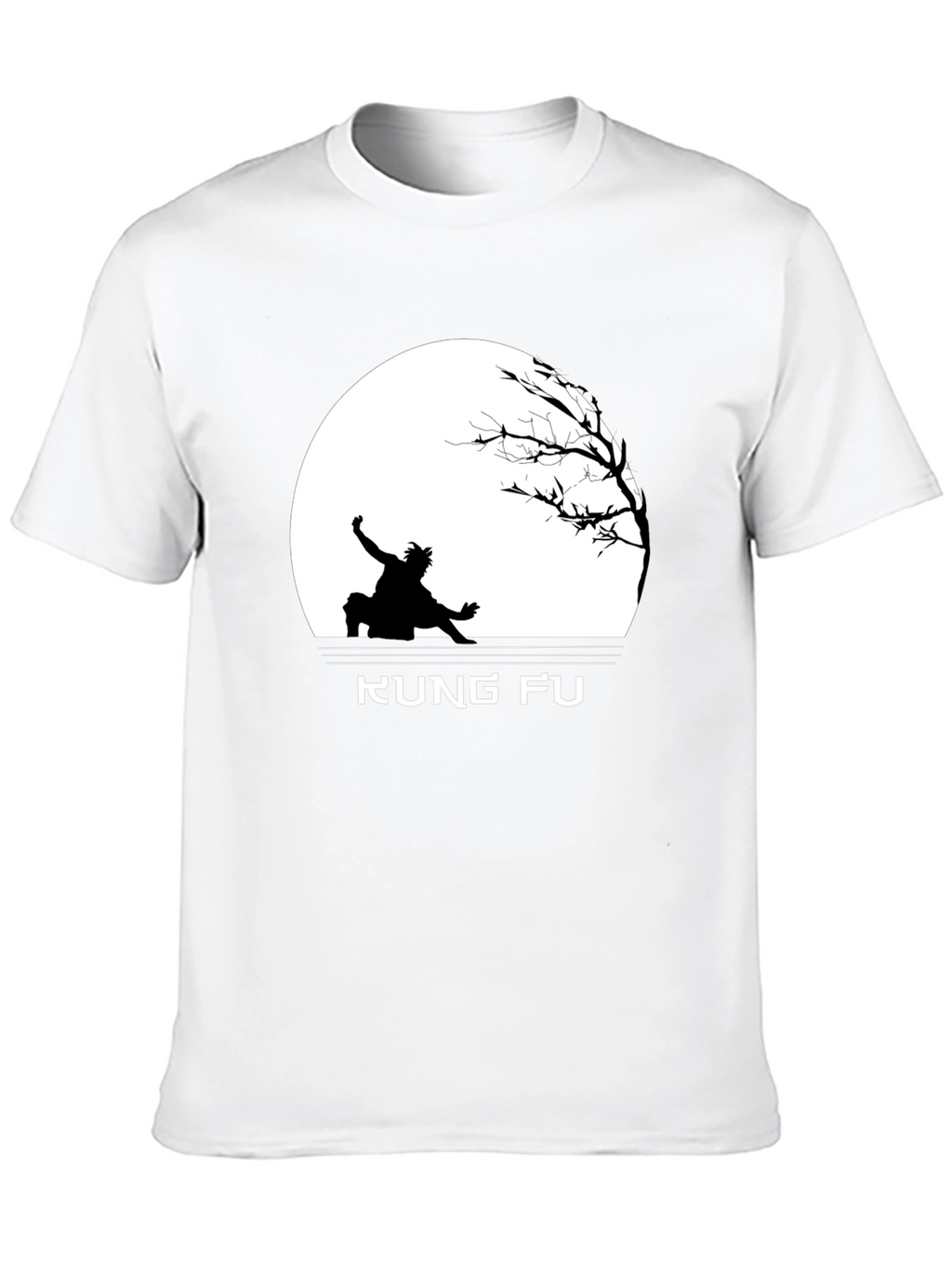 Kung Fu Black T-Shirt with Silhouette Design