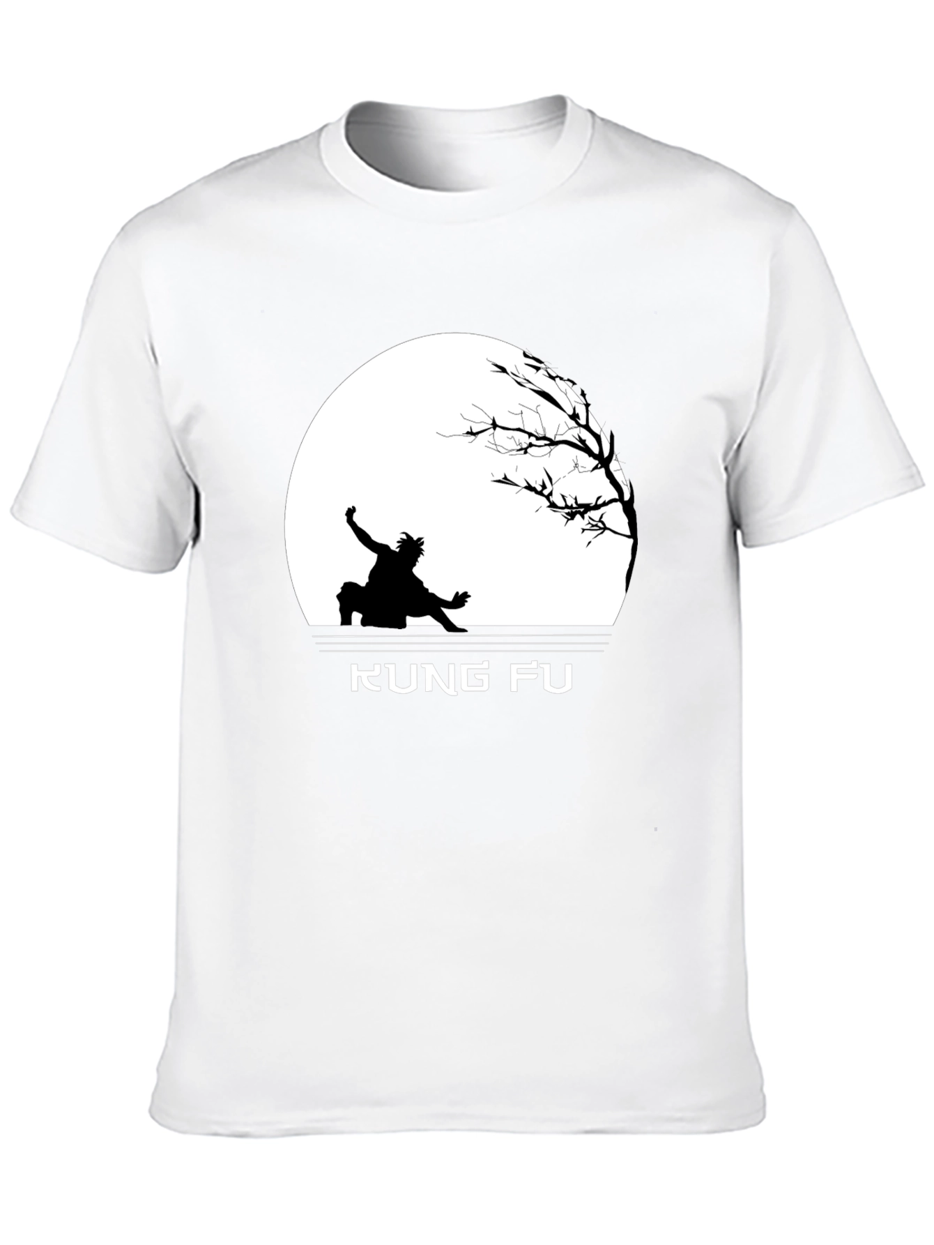 Kung Fu Black T-Shirt with Silhouette Design