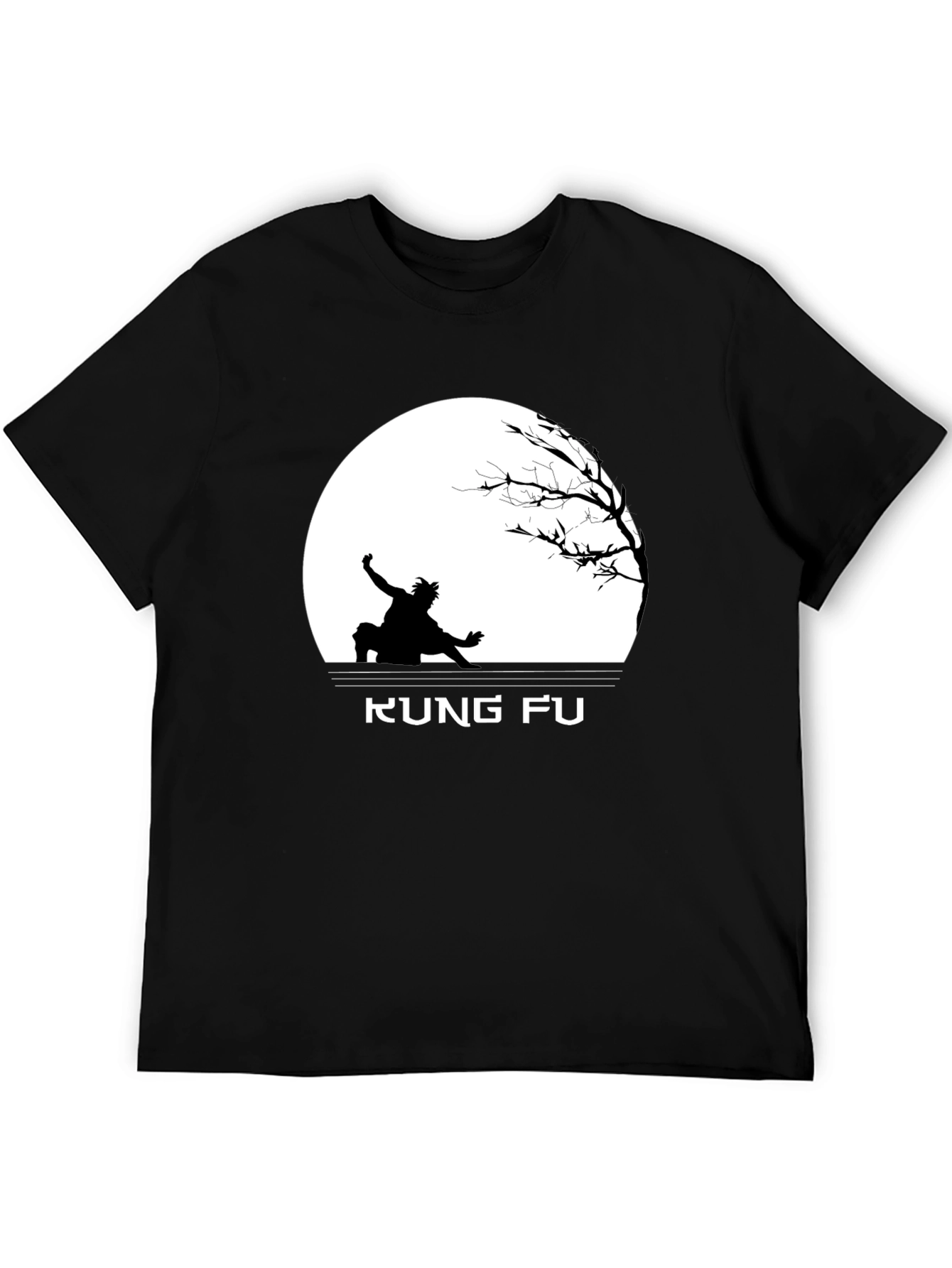 Kung Fu Black T-Shirt with Silhouette Design