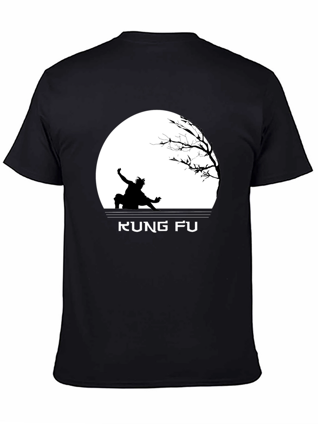 Kung Fu Black T-Shirt with Silhouette Design