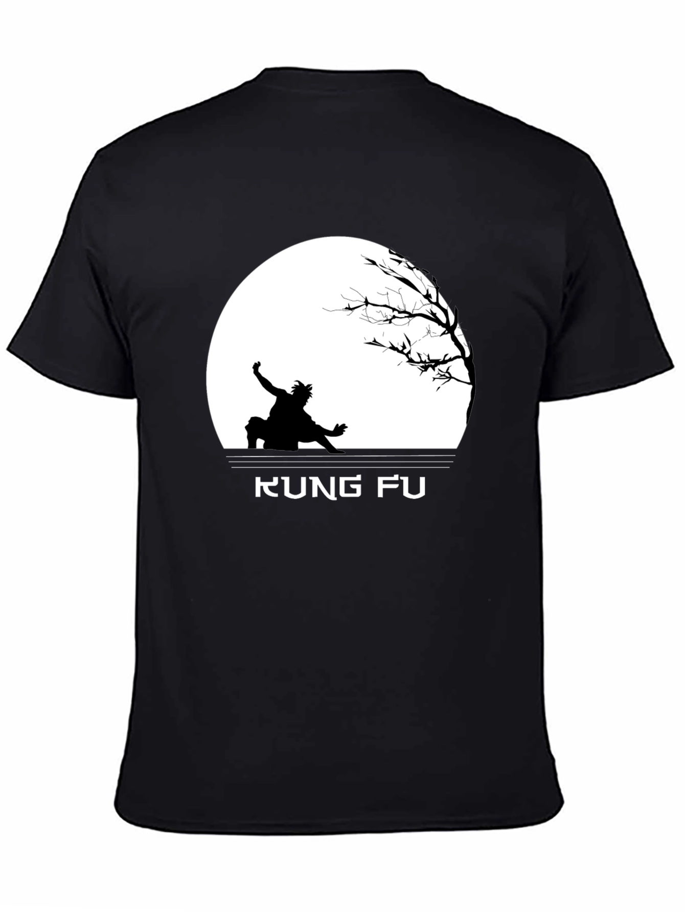 Kung Fu Black T-Shirt with Silhouette Design