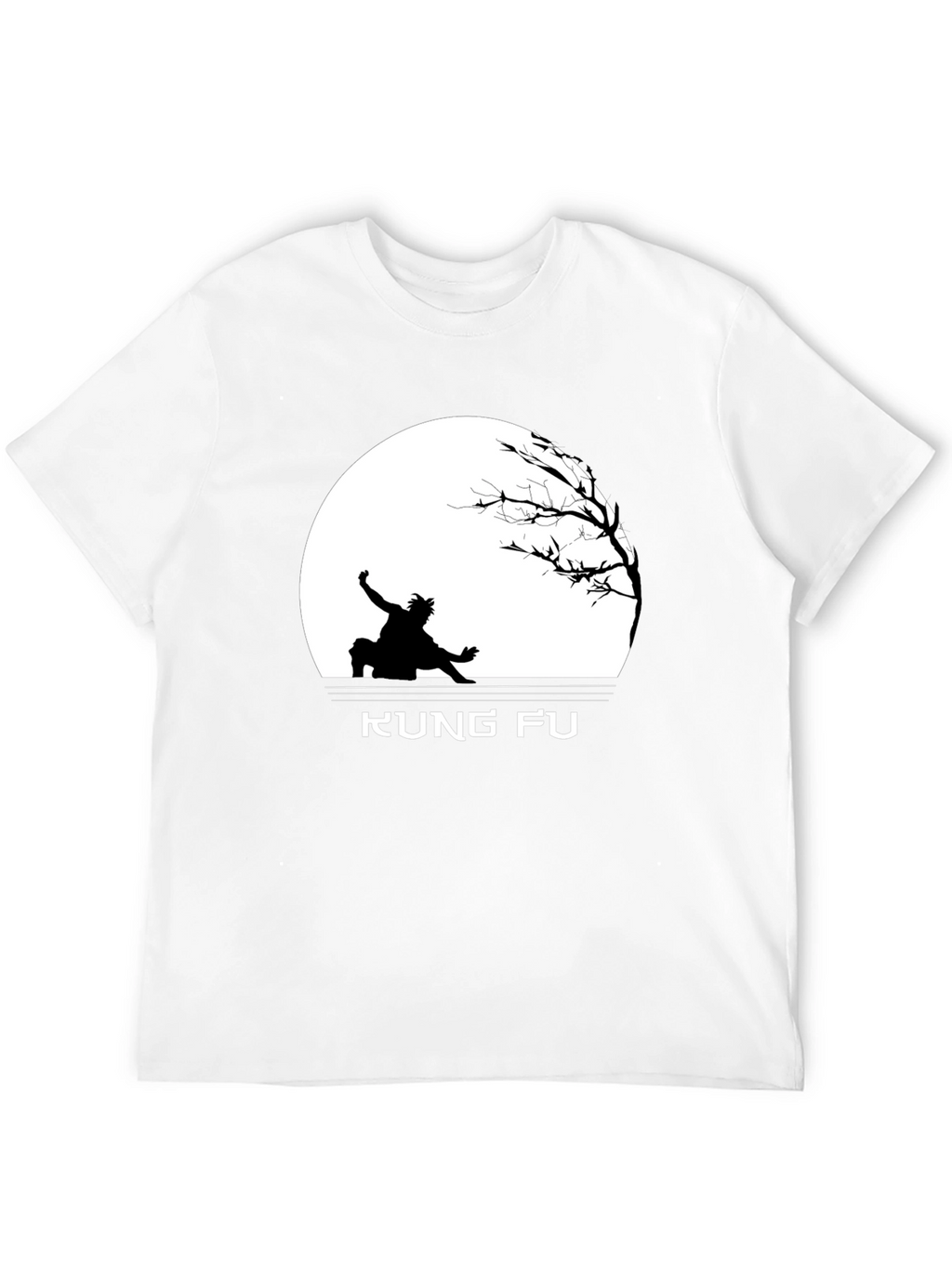 Kung Fu Black T-Shirt with Silhouette Design