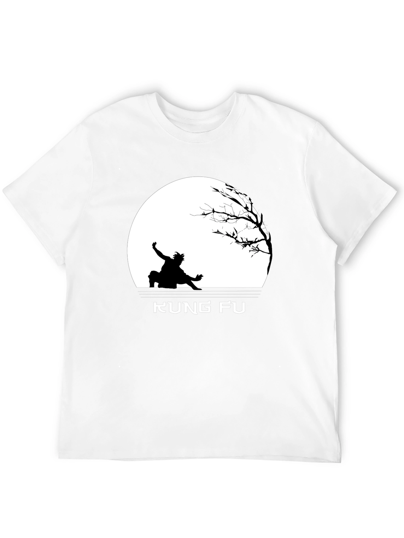 Kung Fu Black T-Shirt with Silhouette Design