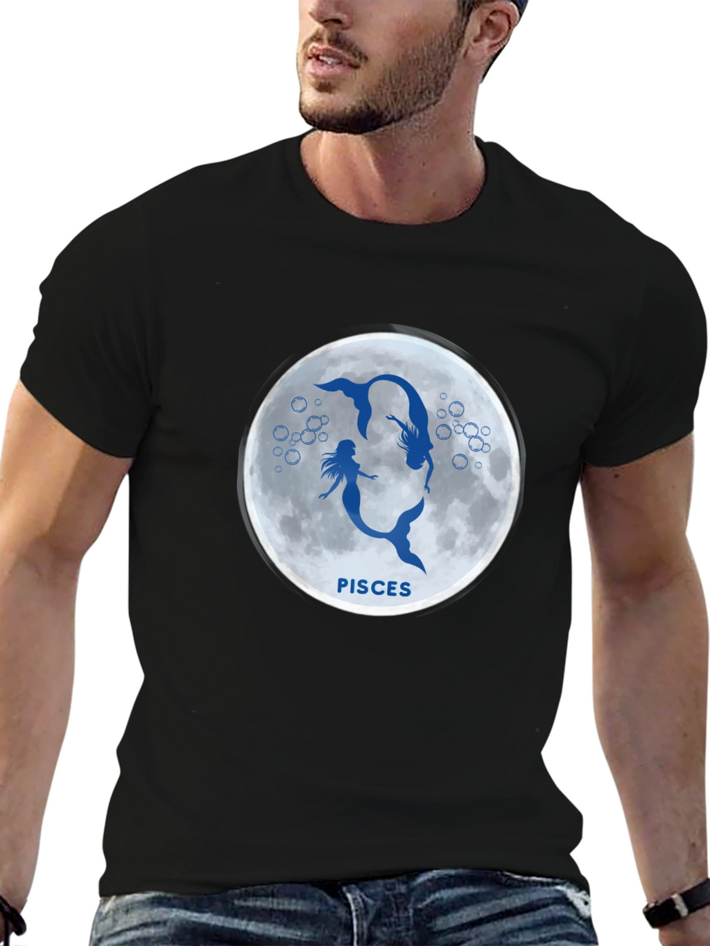 Pisces Mermaid Zodiac Black T-Shirt