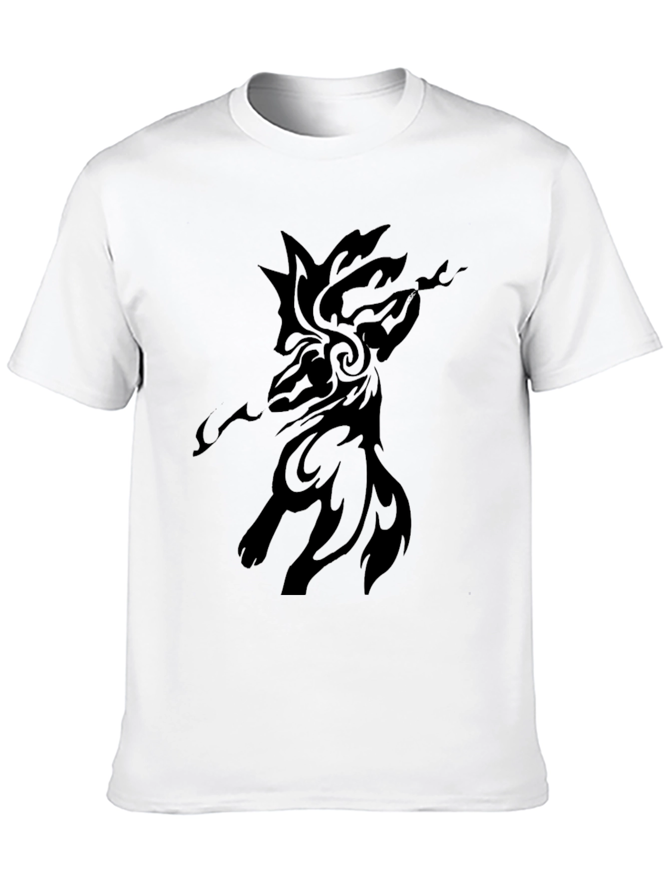 Tribal Wolf Graphic Tee - Mens Black T-Shirt