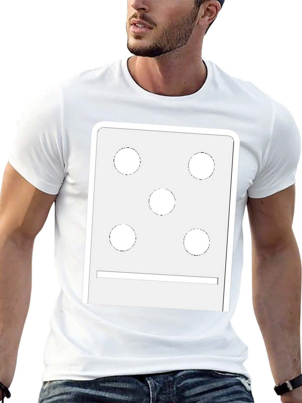 Novelty Braille Dot Pattern Black T-Shirt