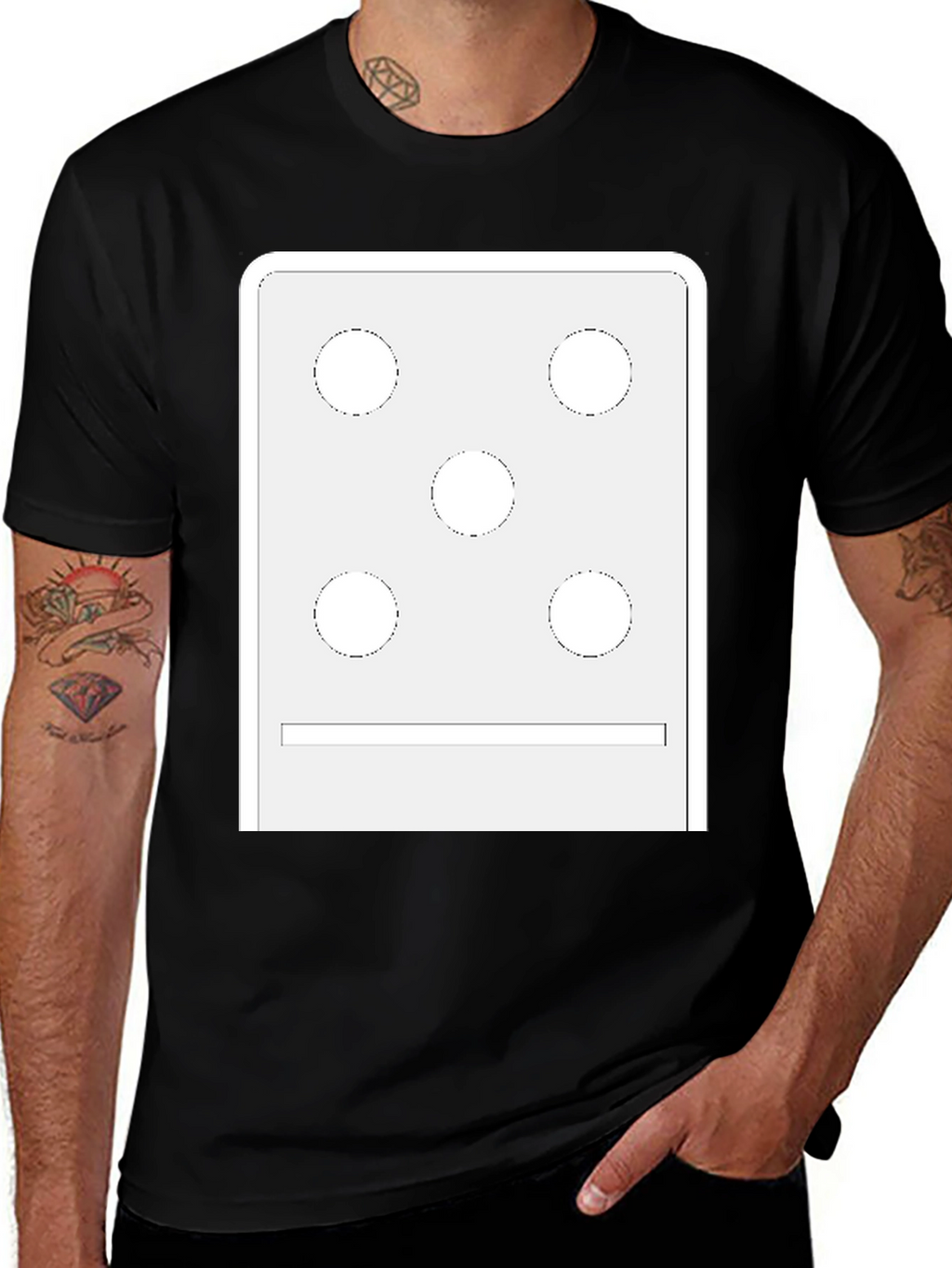 Novelty Braille Dot Pattern Black T-Shirt