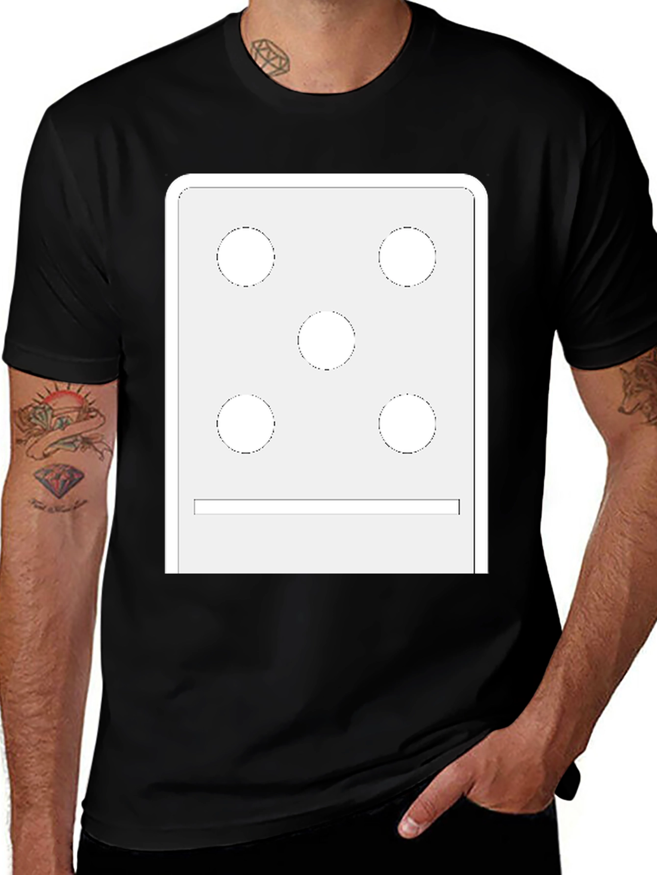 Novelty Braille Dot Pattern Black T-Shirt