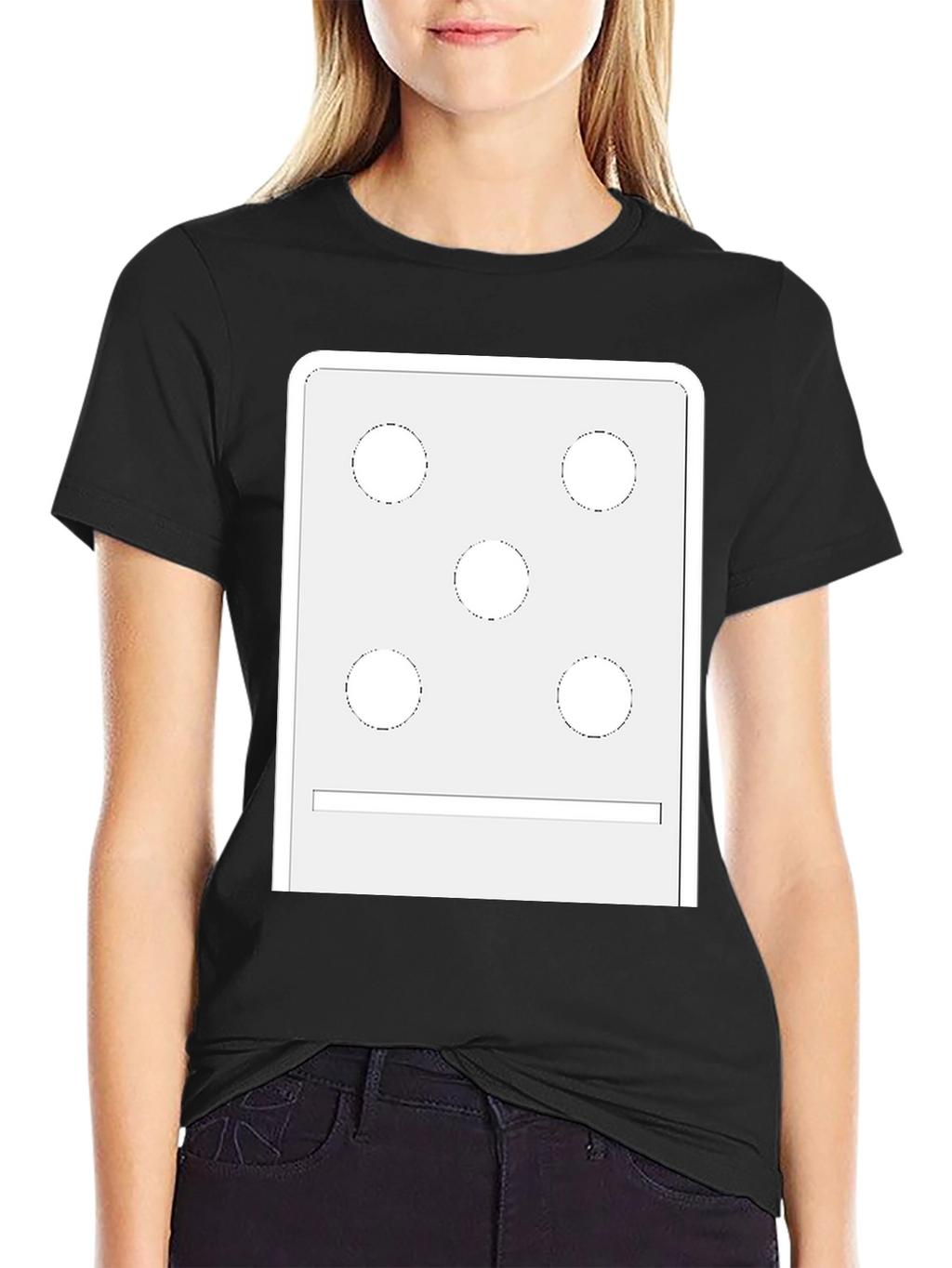 Novelty Braille Dot Pattern Black T-Shirt