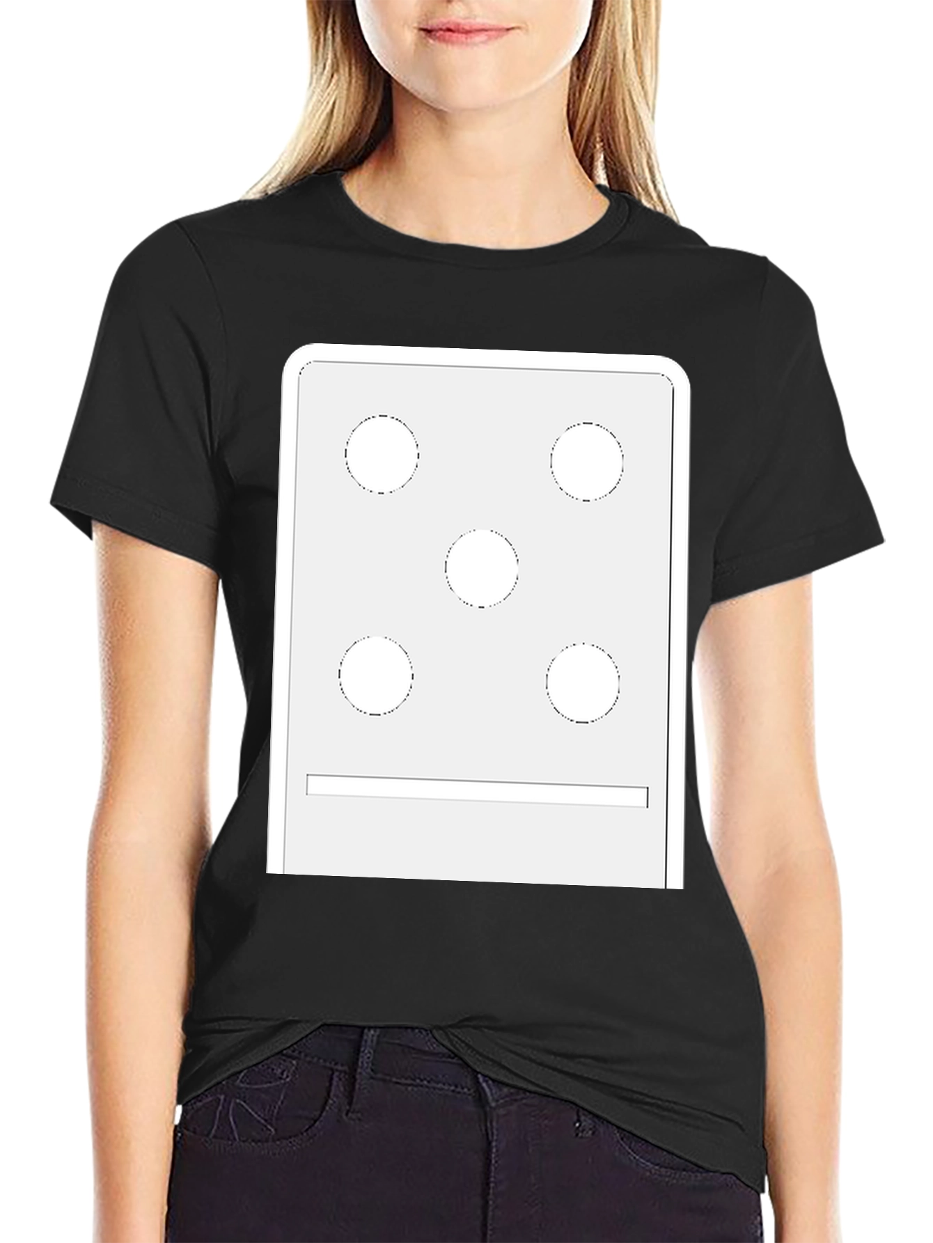 Novelty Braille Dot Pattern Black T-Shirt