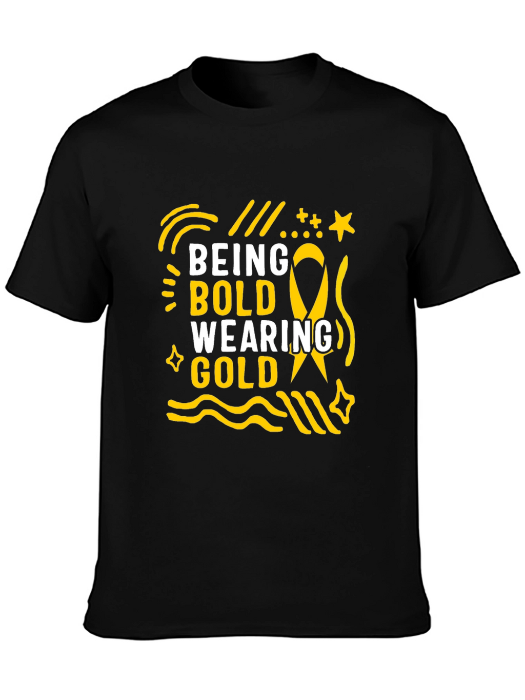 Being Bold Wearing Gold Black T-Shirt