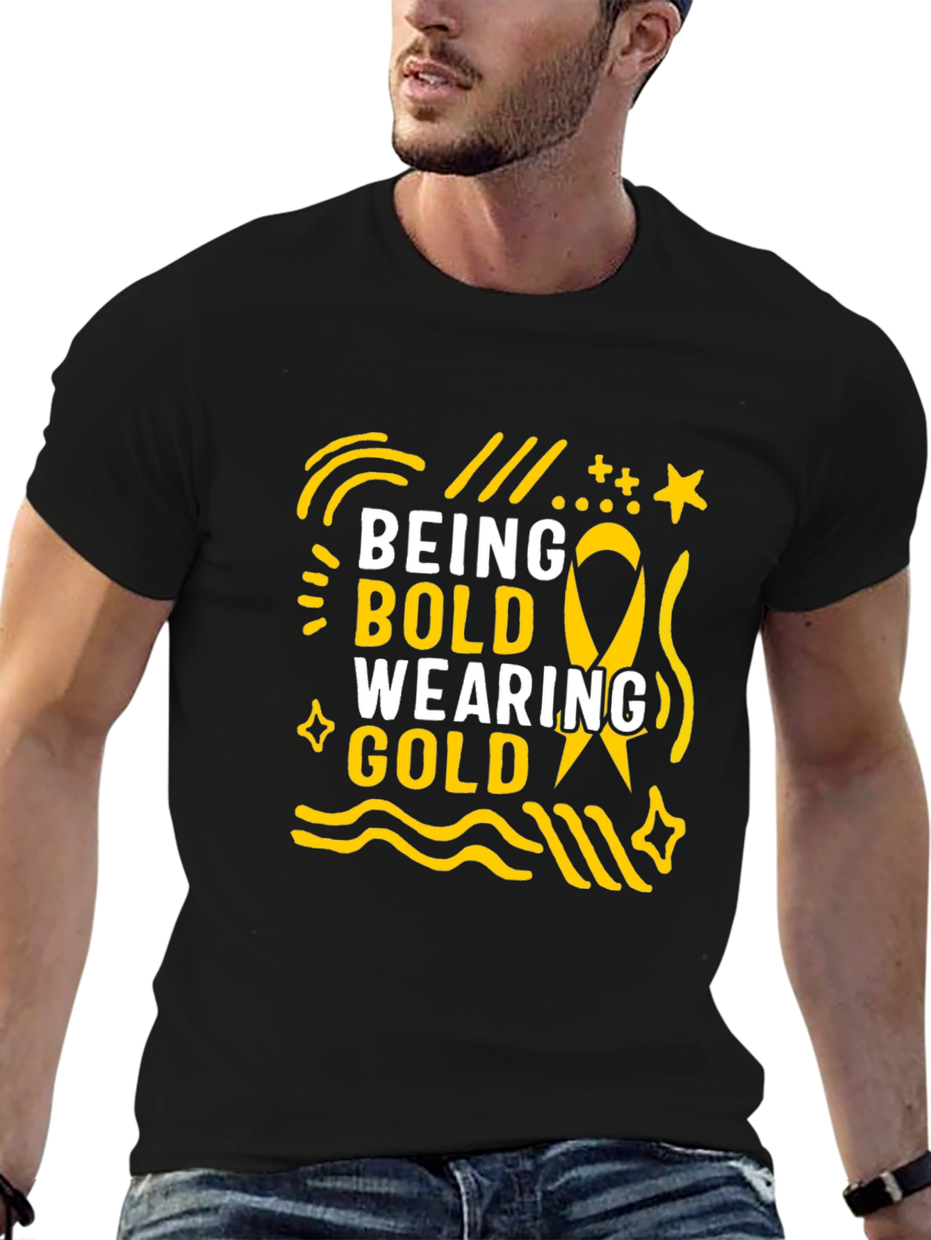 Being Bold Wearing Gold Black T-Shirt