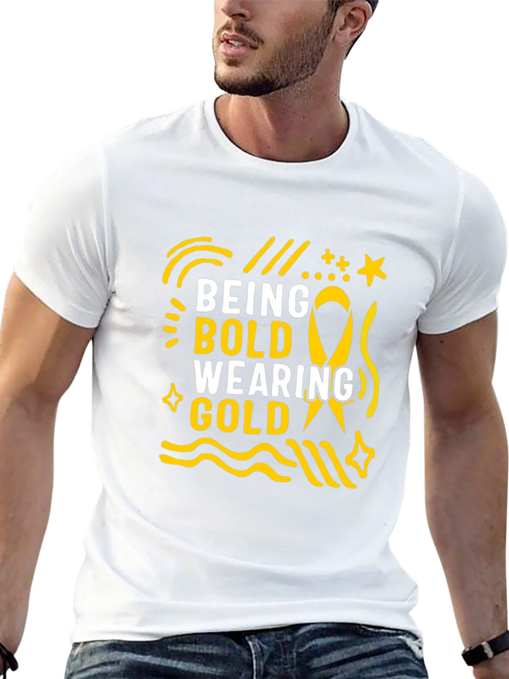 Being Bold Wearing Gold Black T-Shirt