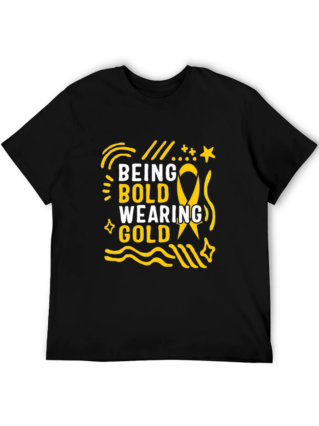 Being Bold Wearing Gold Black T-Shirt