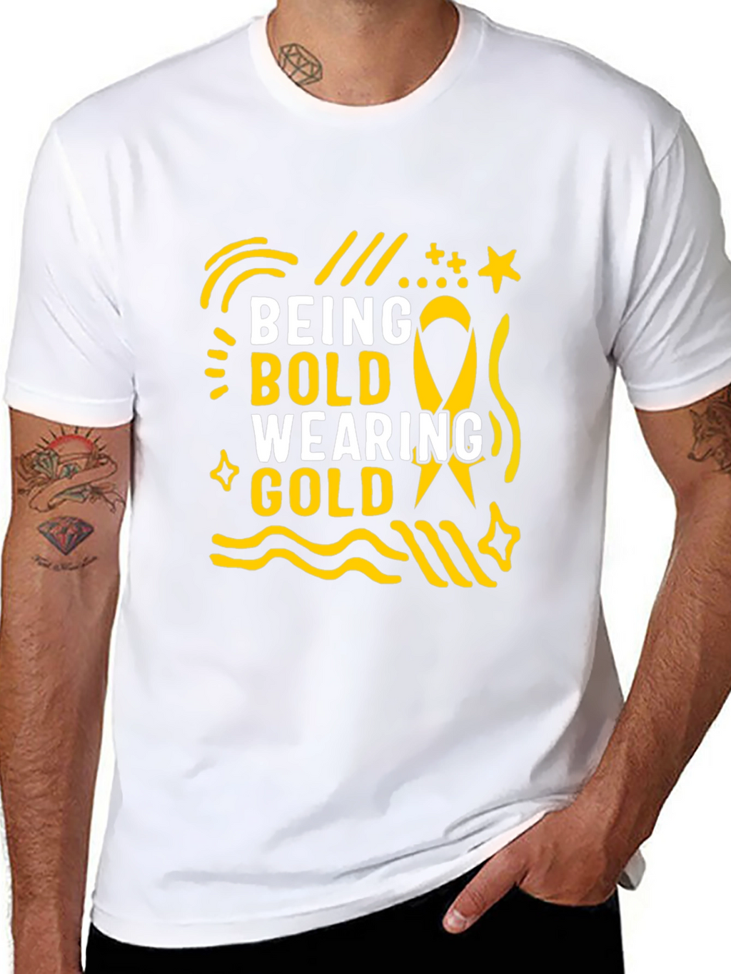 Being Bold Wearing Gold Black T-Shirt