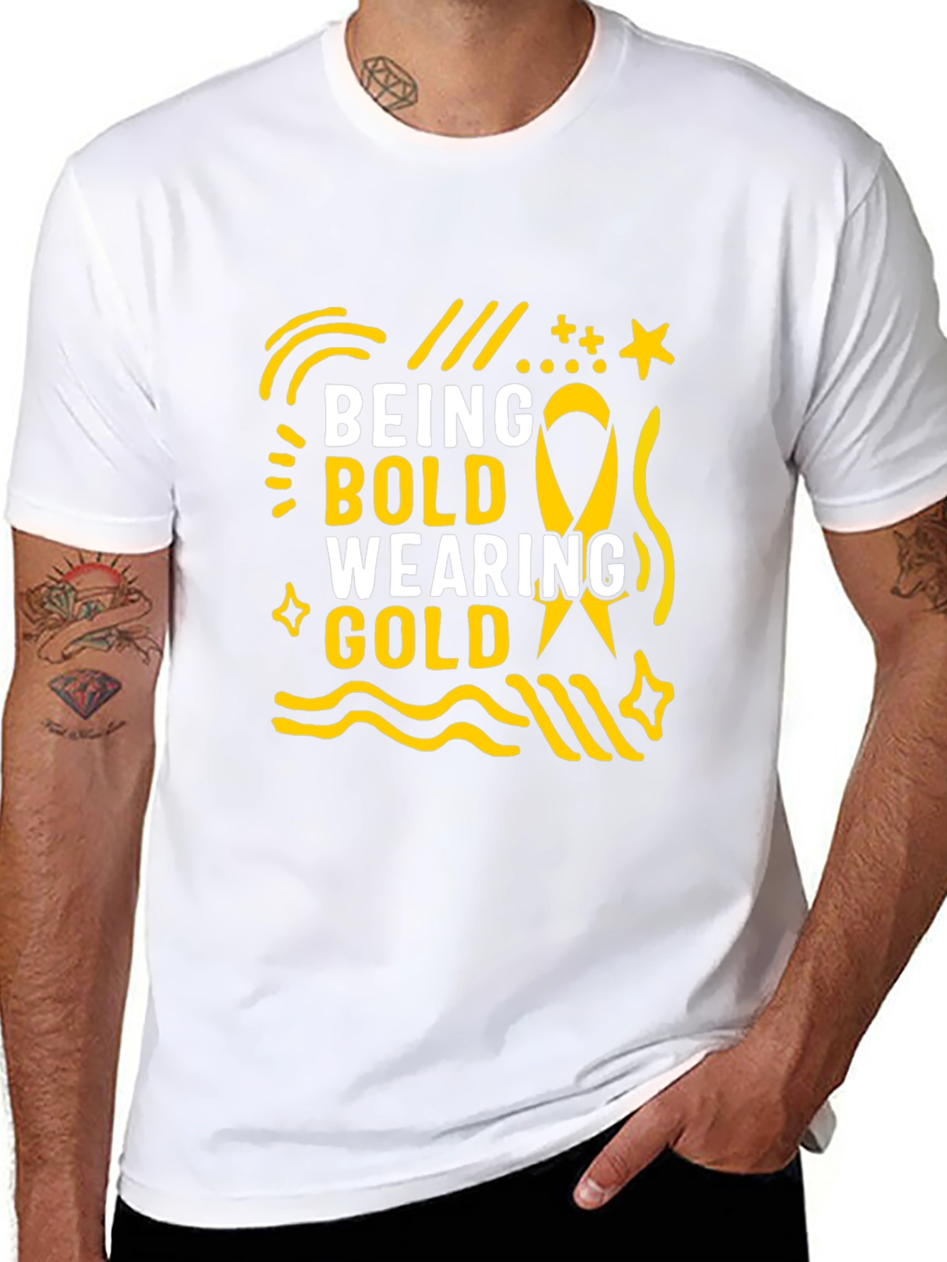 Being Bold Wearing Gold Black T-Shirt