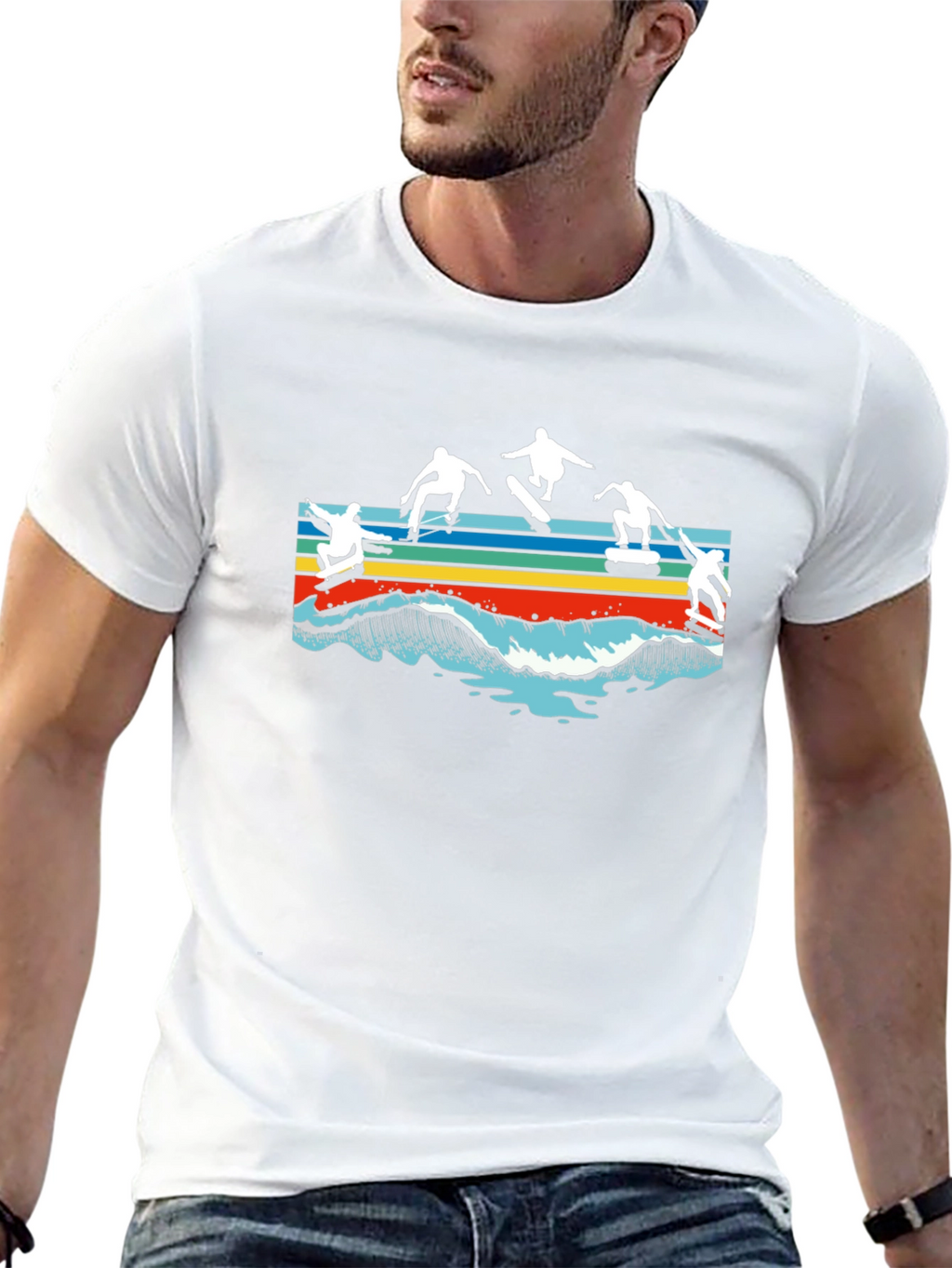 Skateboarding Waves Graphic T-Shirt
