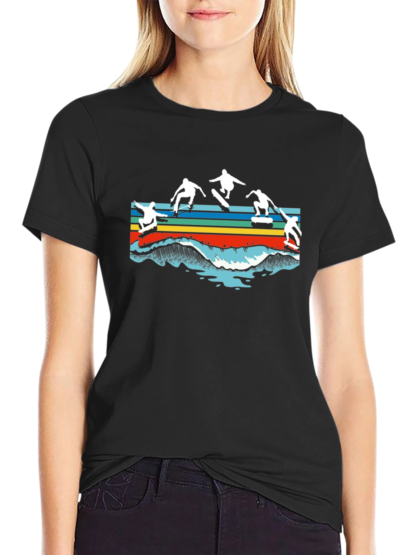 Skateboarding Waves Graphic T-Shirt