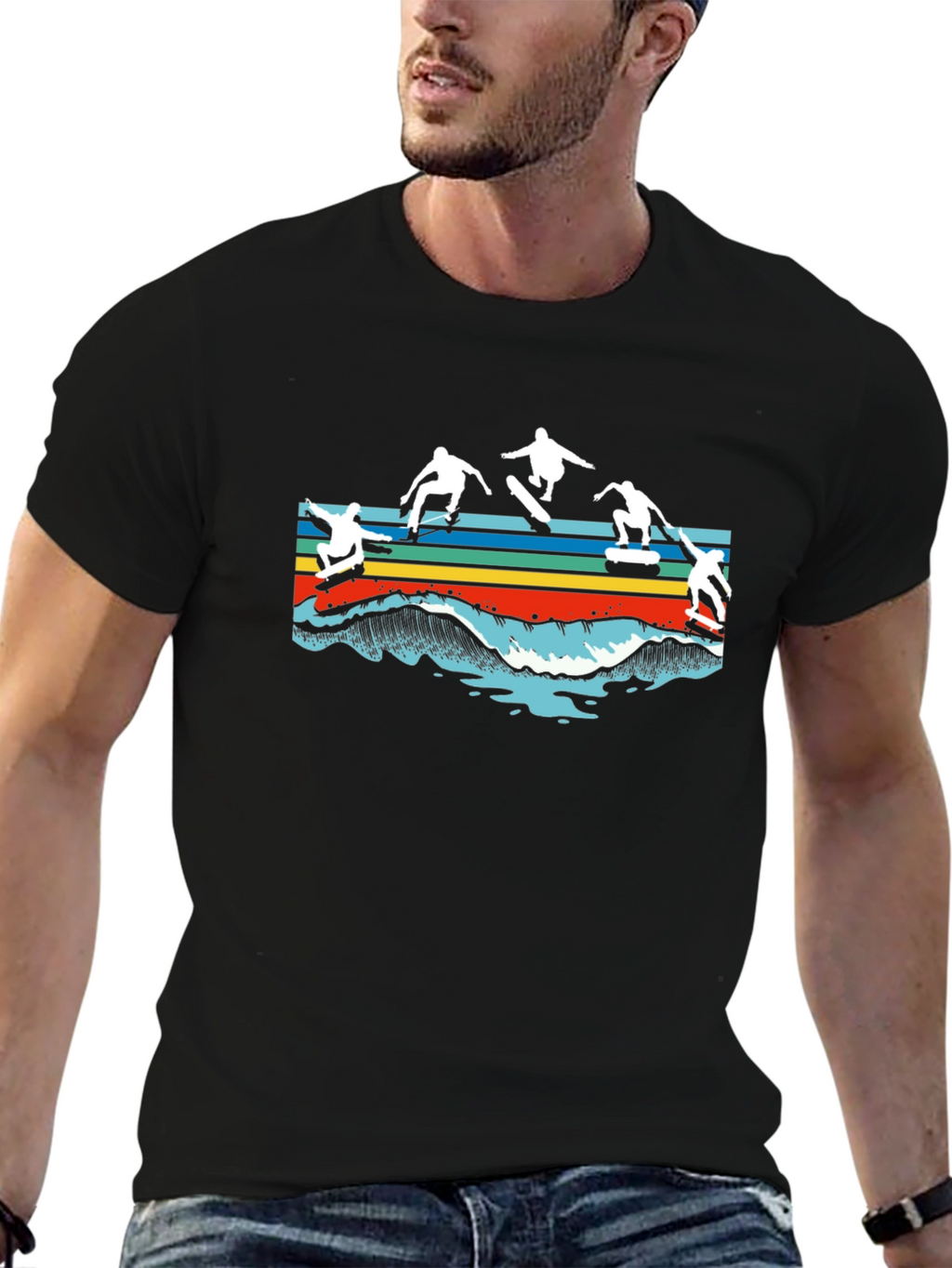 Skateboarding Waves Graphic T-Shirt