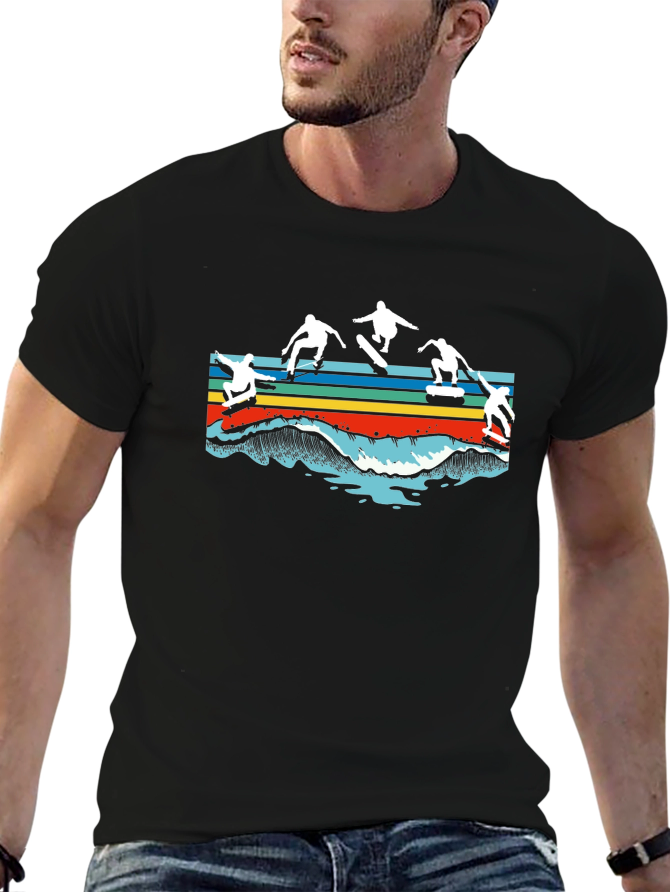 Skateboarding Waves Graphic T-Shirt