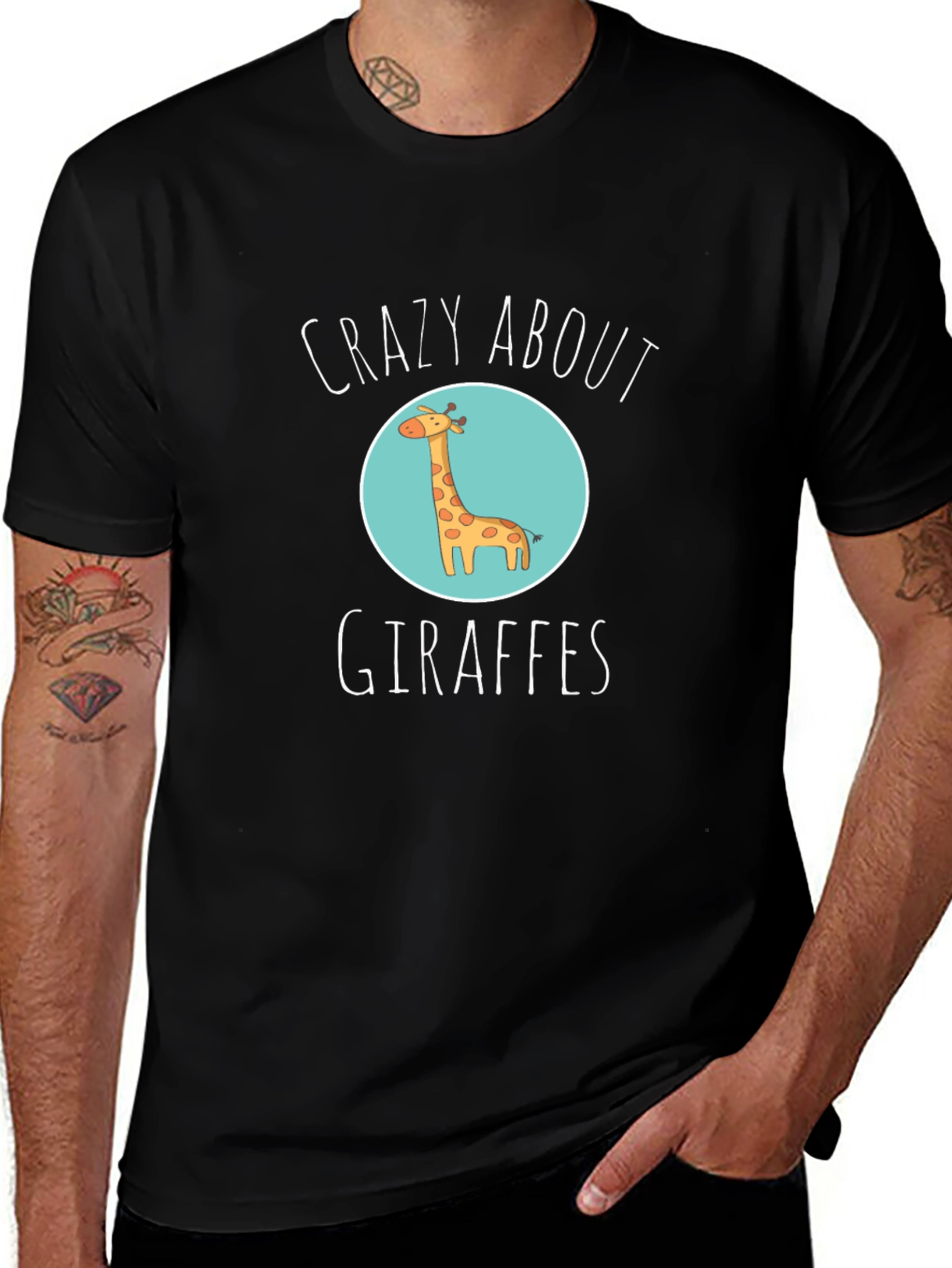 Crazy About Giraffes Black T-Shirt