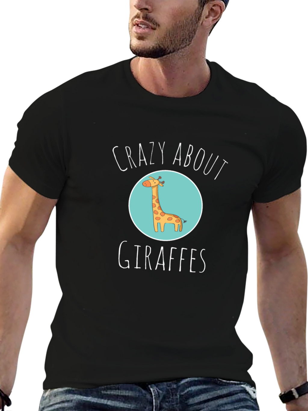Crazy About Giraffes Black T-Shirt