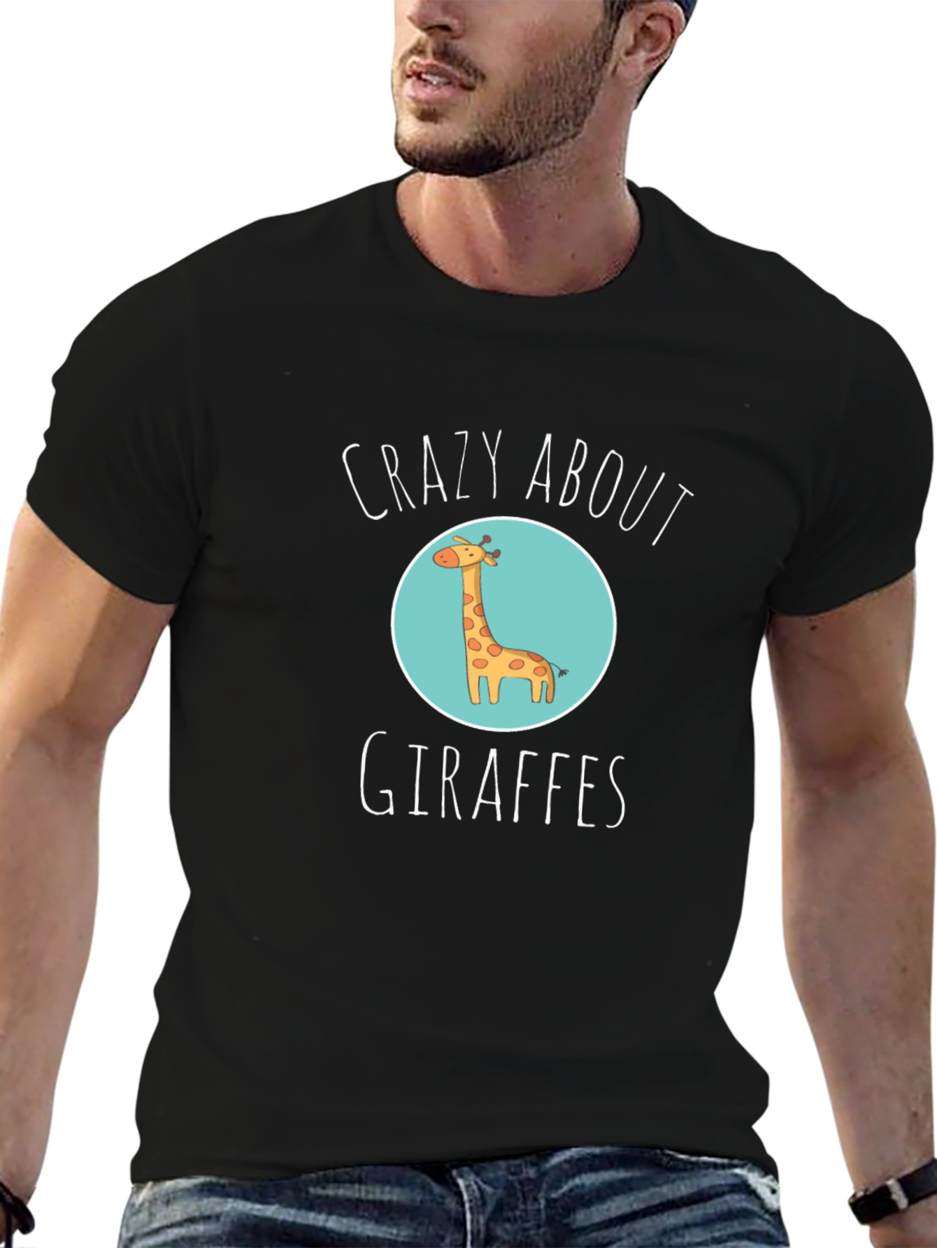Crazy About Giraffes Black T-Shirt
