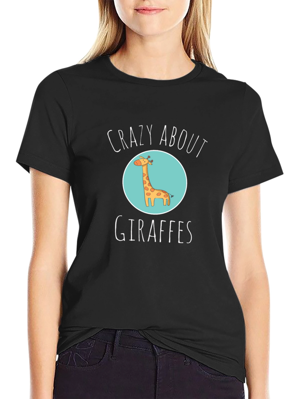Crazy About Giraffes Black T-Shirt