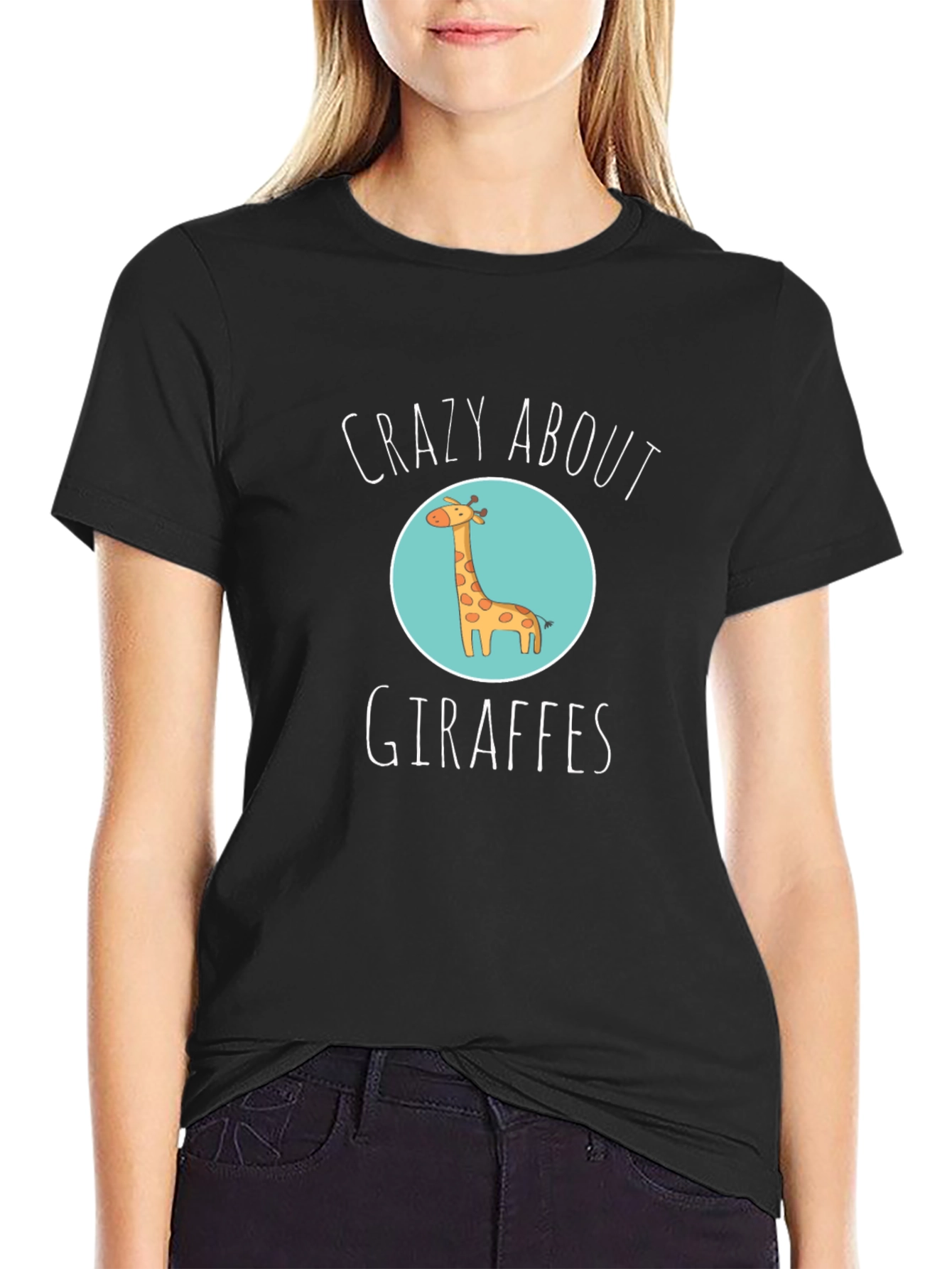 Crazy About Giraffes Black T-Shirt