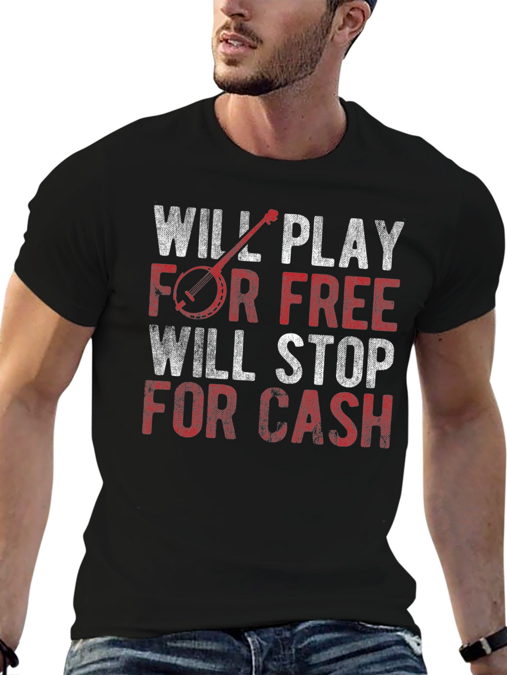 Will Play for Free Banjo T-Shirt