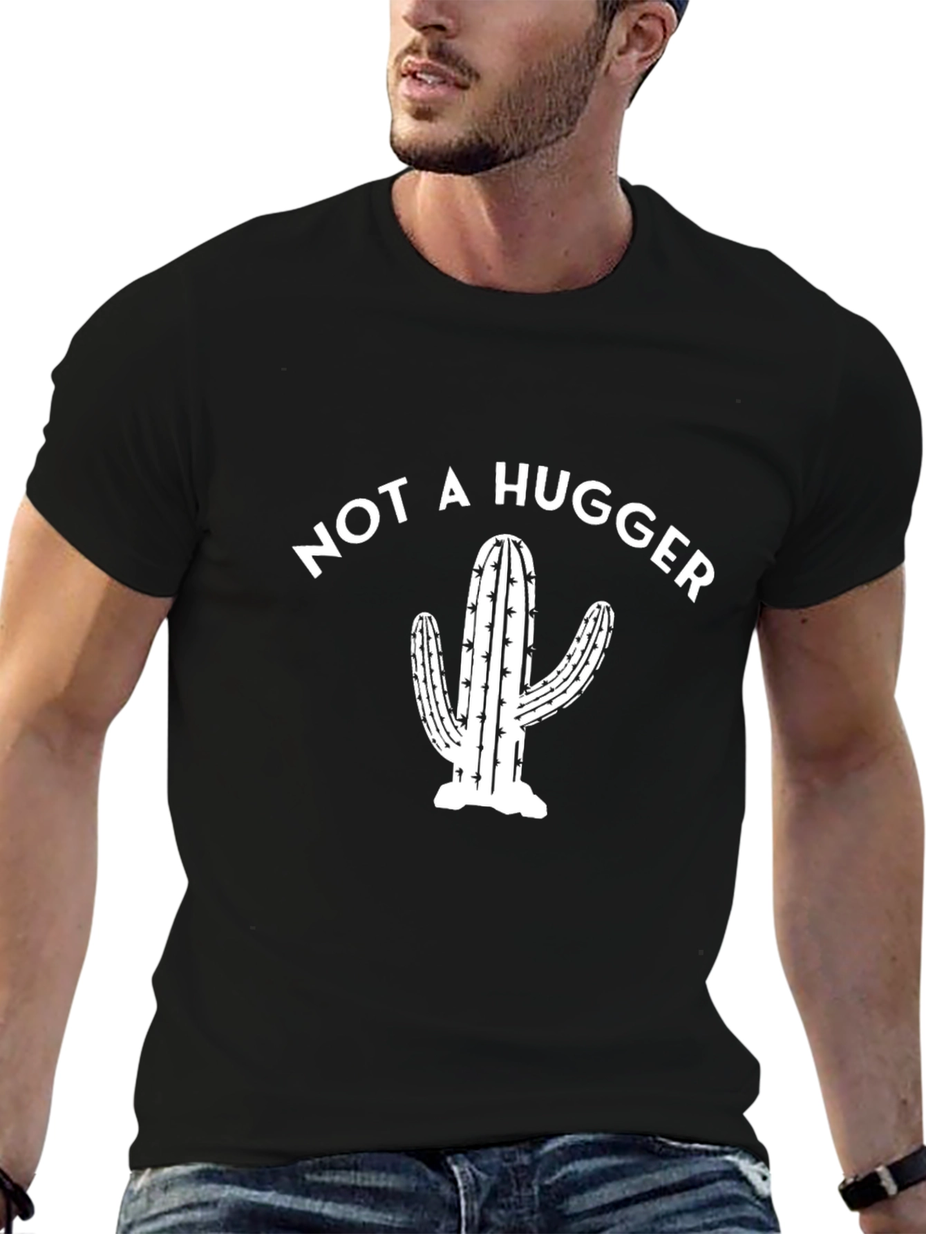 Not A Hugger Cactus Graphic T-Shirt