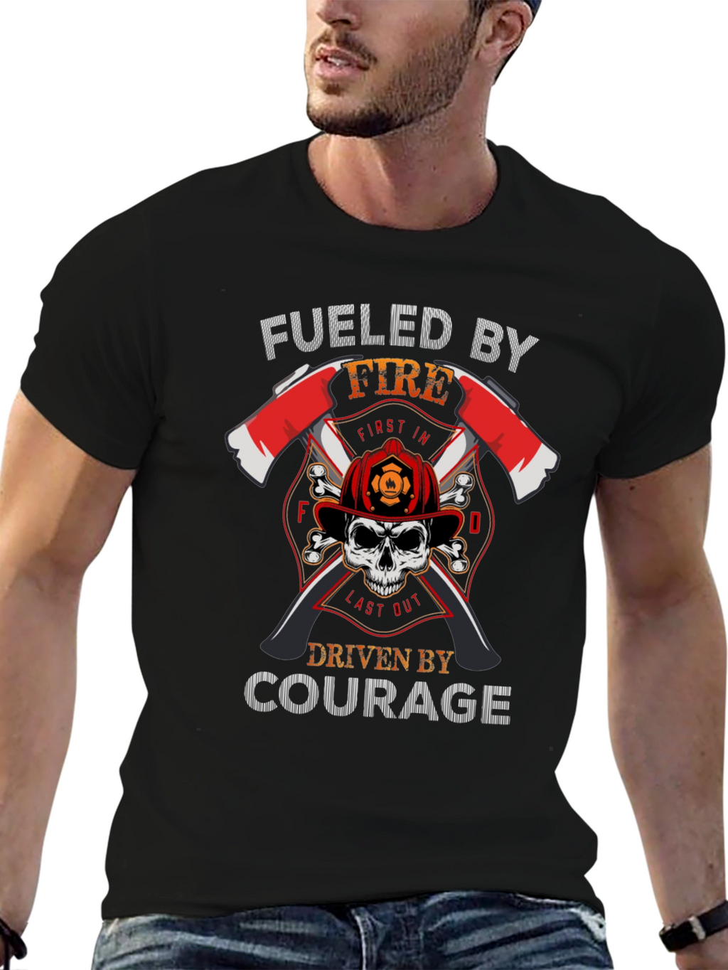 Fueled by Fire Courage Driven Firefighter T-Shirt