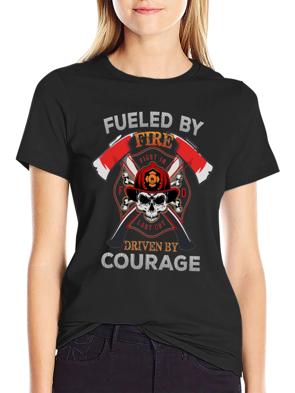 Fueled by Fire Courage Driven Firefighter T-Shirt