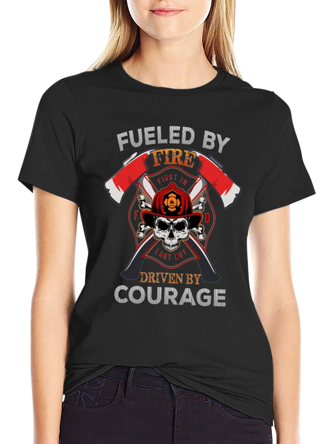 Fueled by Fire Courage Driven Firefighter T-Shirt