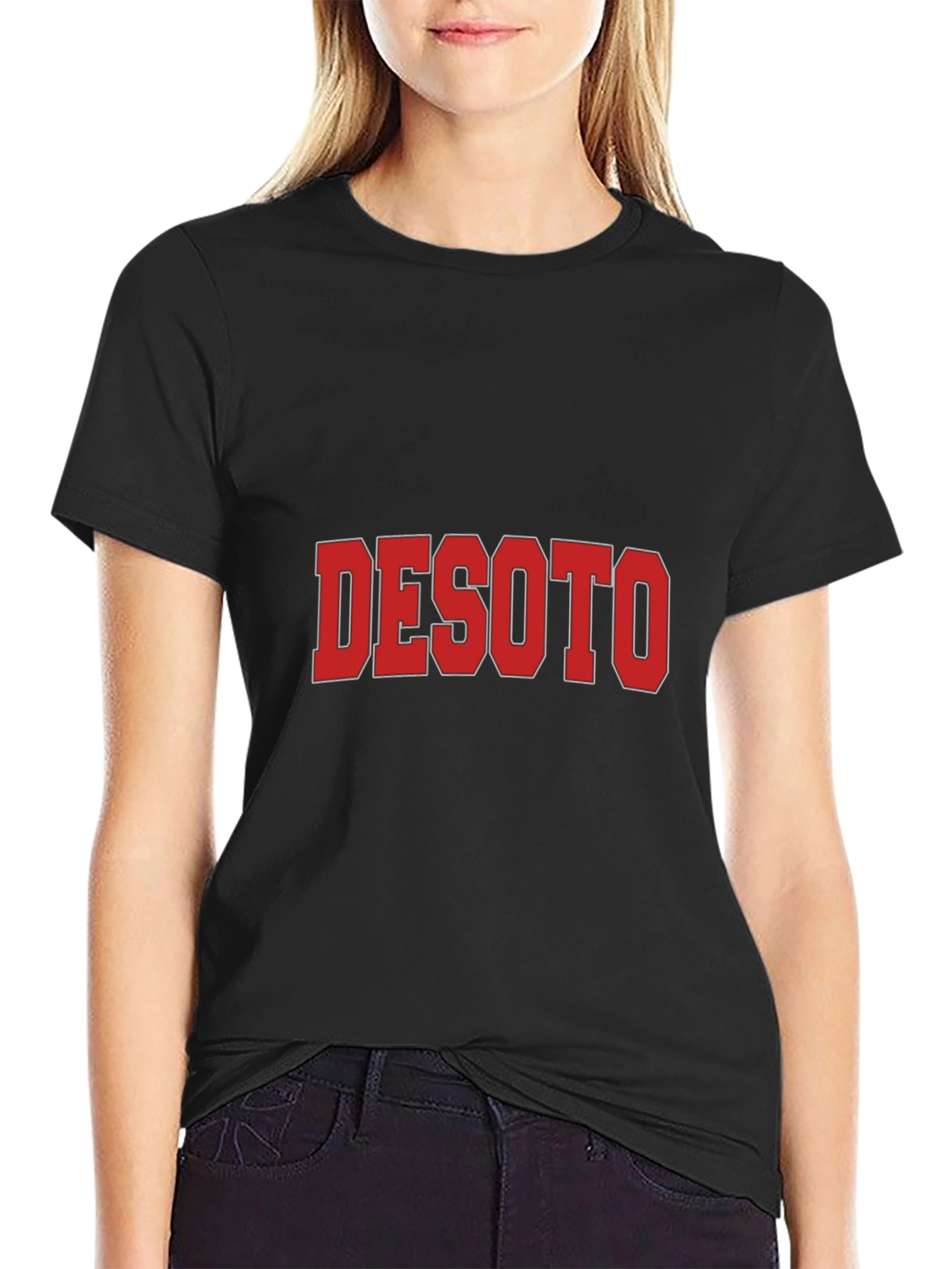 DeSoto Graphic Tee - Bold Red Text on Black T-Shirt