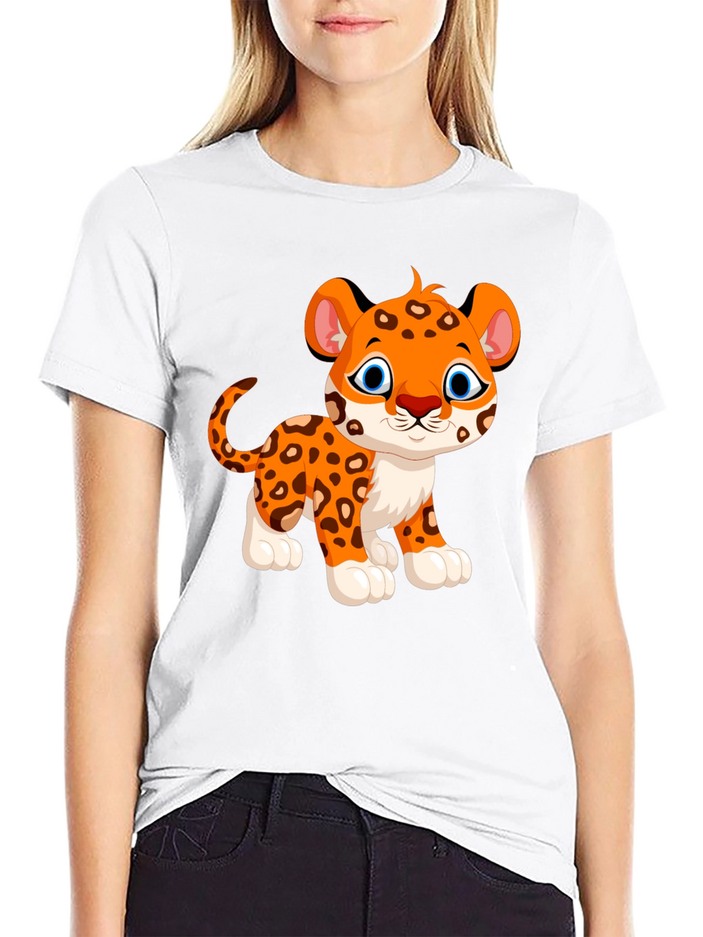 Cute Cartoon Leopard Graphic T-Shirt