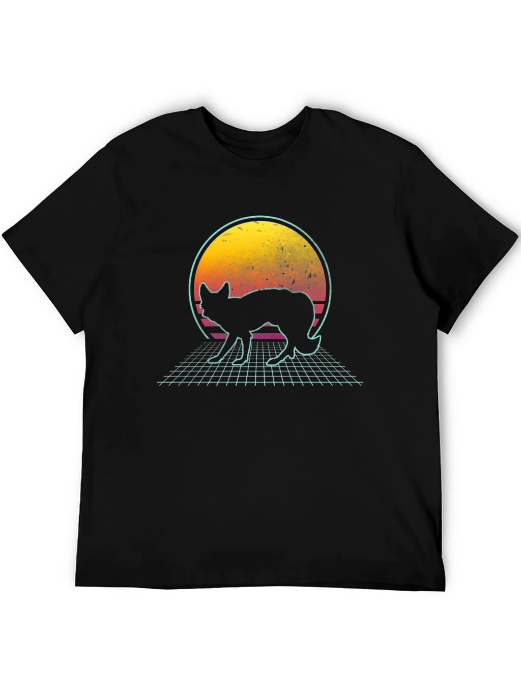 Retro Fox Graphic Tee - Black T-Shirt