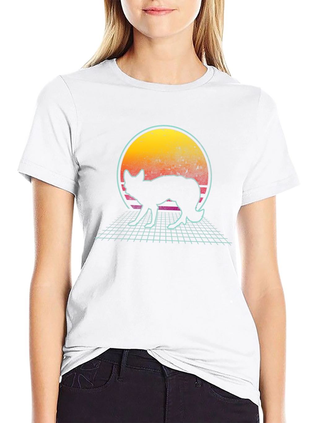 Retro Fox Graphic Tee - Black T-Shirt