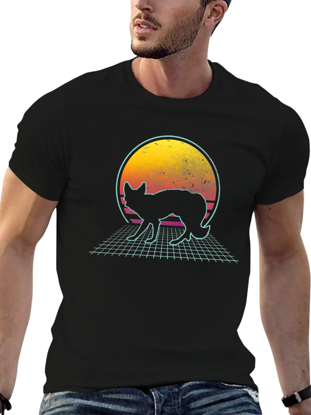 Retro Fox Graphic Tee - Black T-Shirt