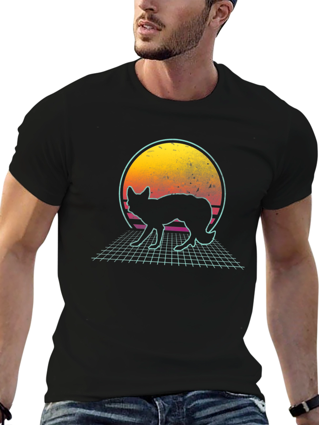 Retro Fox Graphic Tee - Black T-Shirt