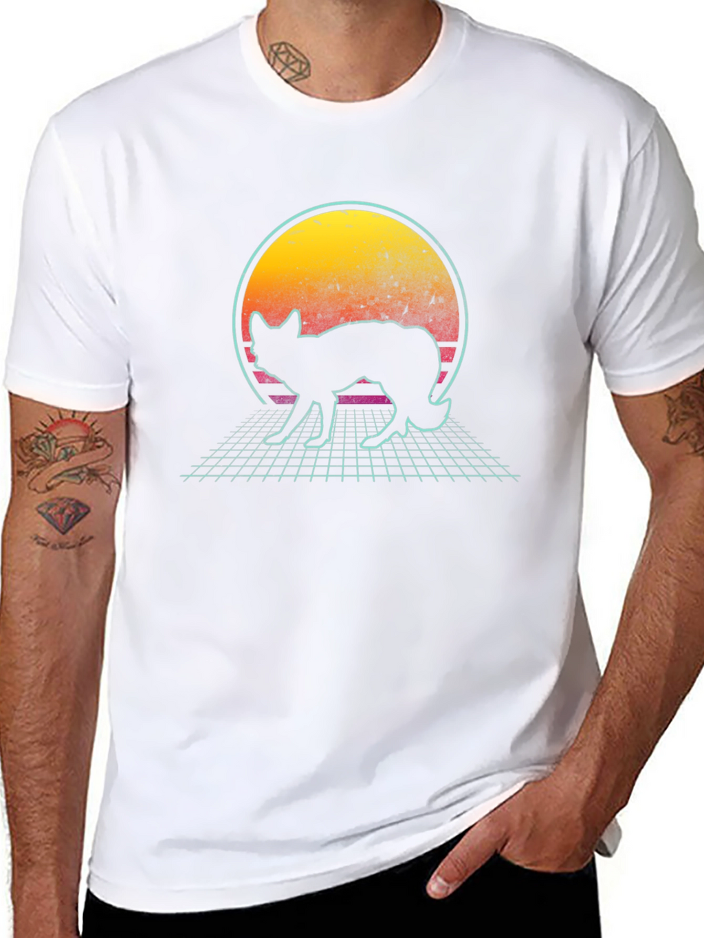 Retro Fox Graphic Tee - Black T-Shirt