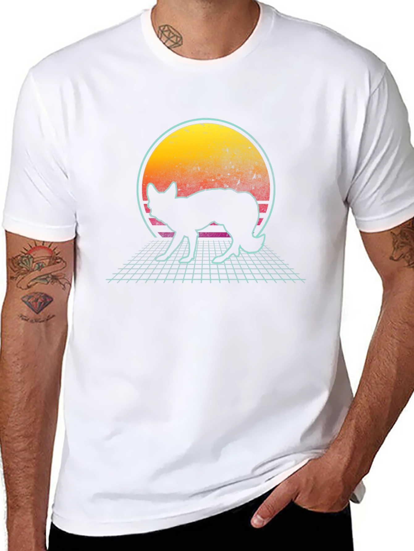Retro Fox Graphic Tee - Black T-Shirt