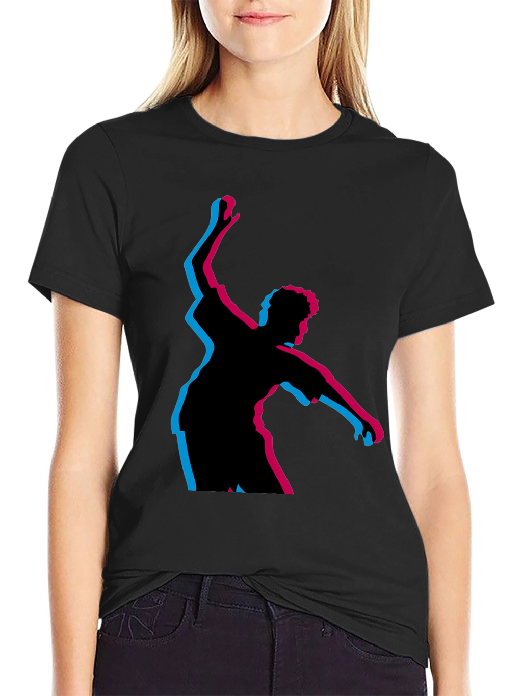Retro 3D Dancer Black T-Shirt