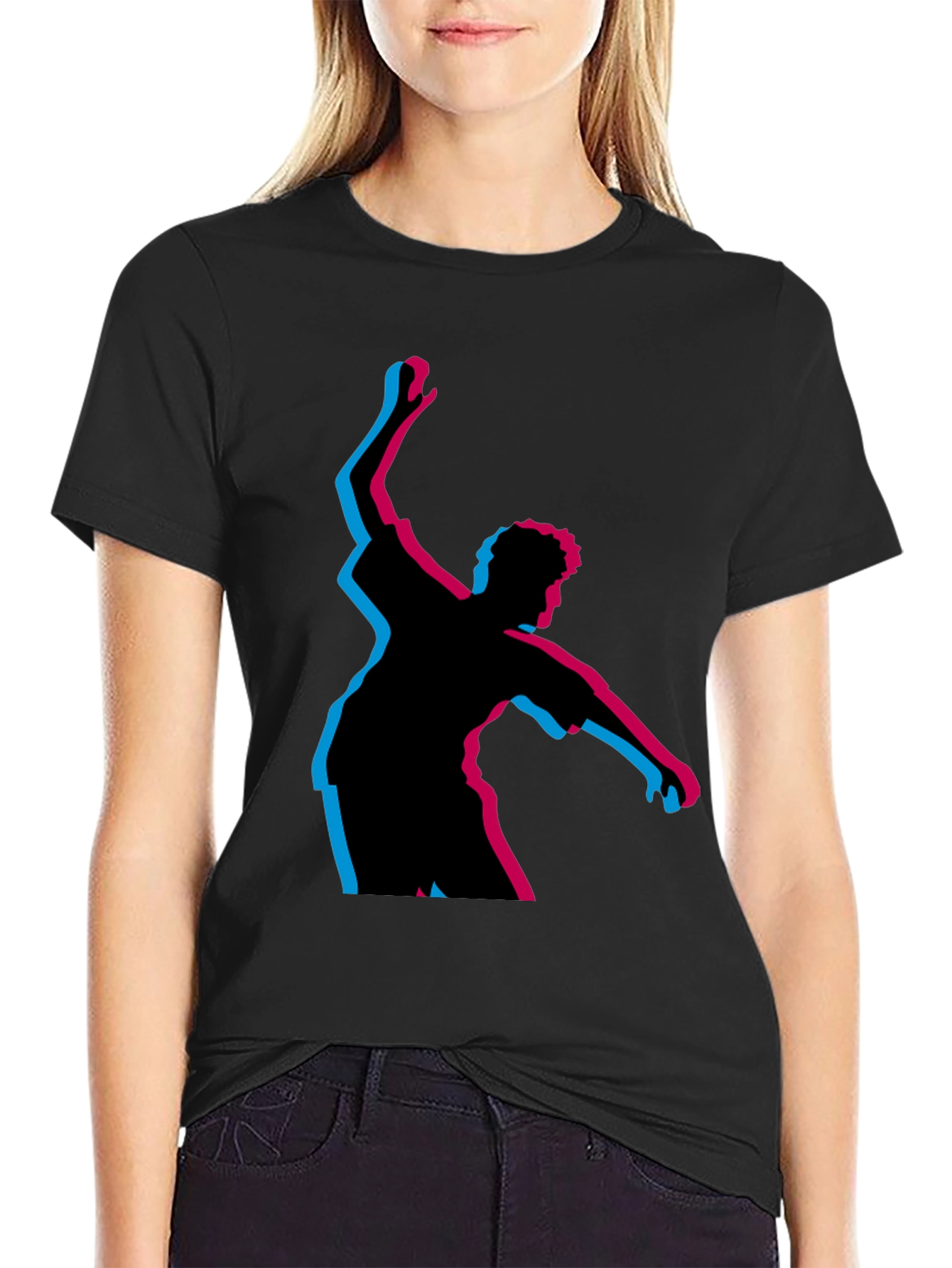 Retro 3D Dancer Black T-Shirt