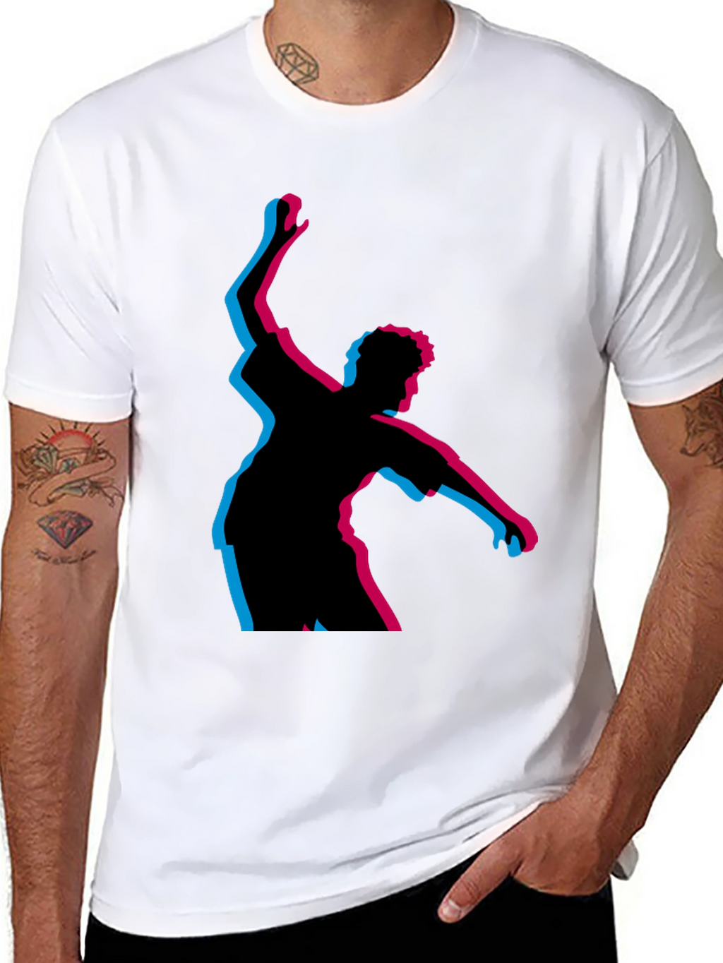 Retro 3D Dancer Black T-Shirt