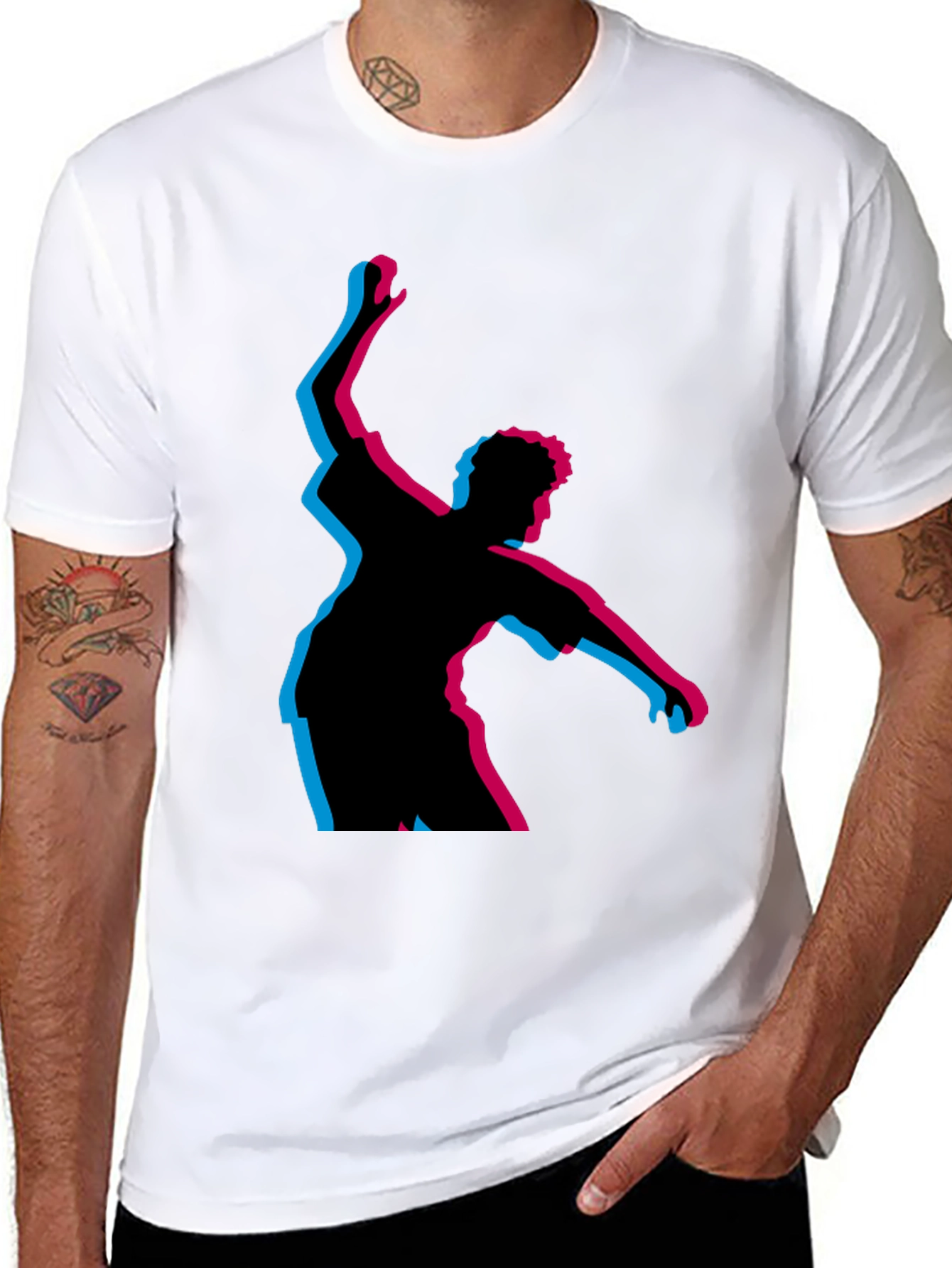 Retro 3D Dancer Black T-Shirt