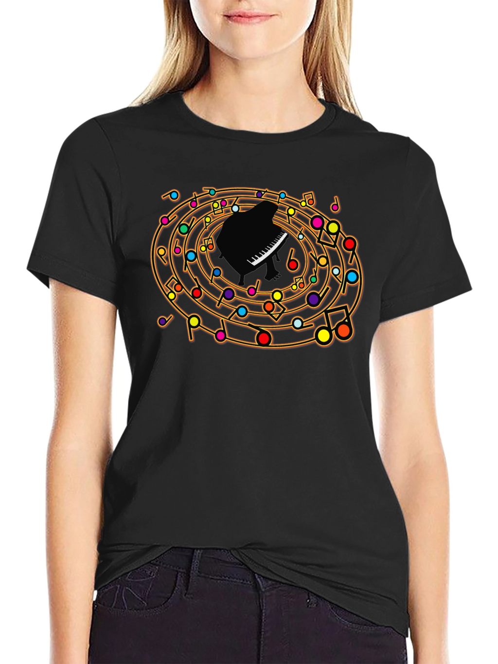 Musical Notes Piano T-Shirt - Unique Design