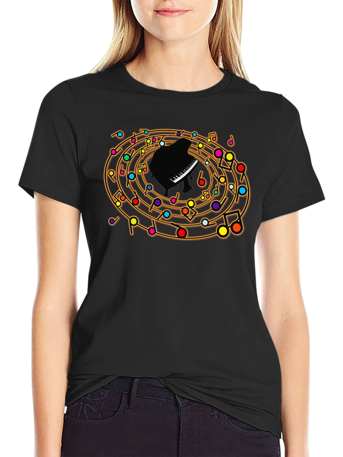 Musical Notes Piano T-Shirt - Unique Design